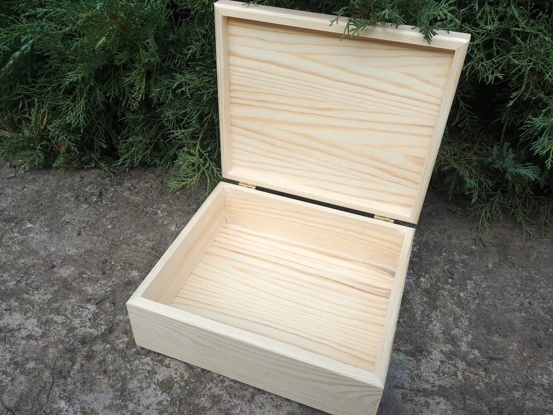 Large rectangular wooden box Unfinished rustic wooden box Etsy