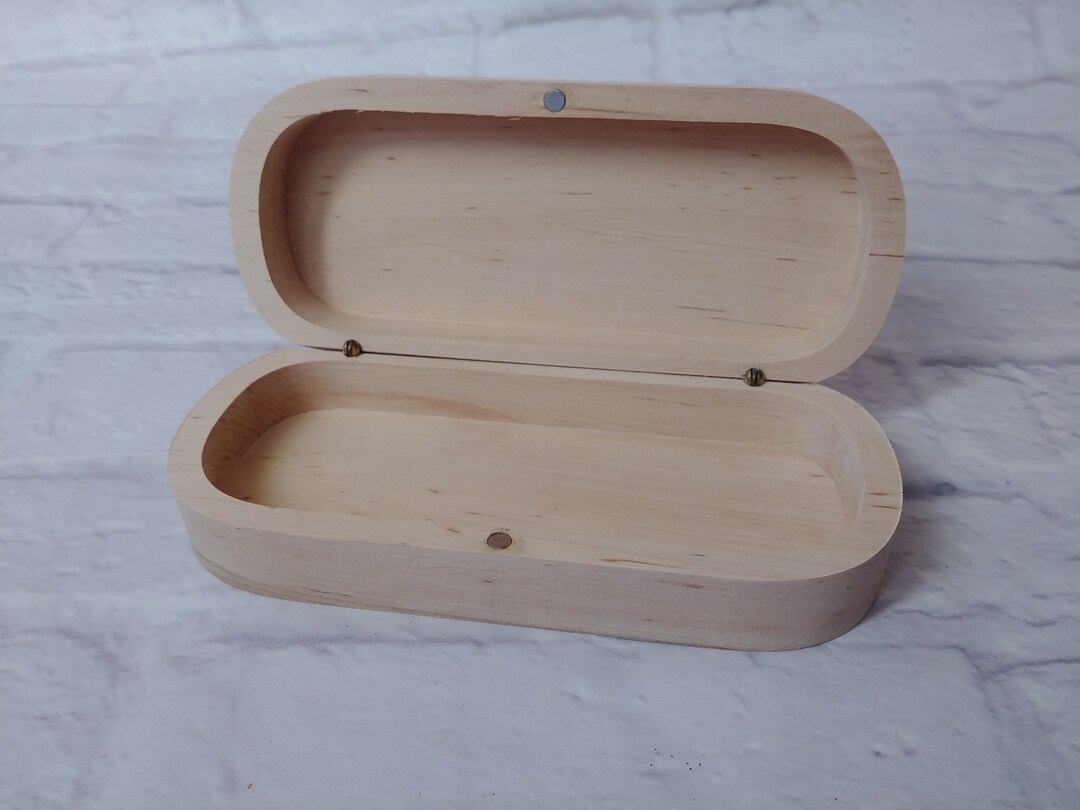 Oval Wood Boxes, Eyeglasses Case Sunglasses, Unfinished Oblong Wooden Box, Glasses Eco Friendly