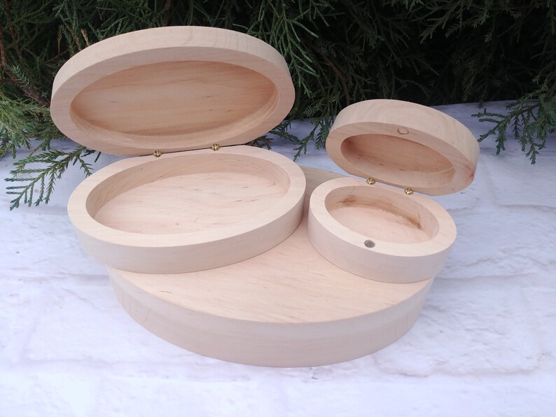 Oval wooden box set of 3 Unfinished oblong wood box oval Etsy