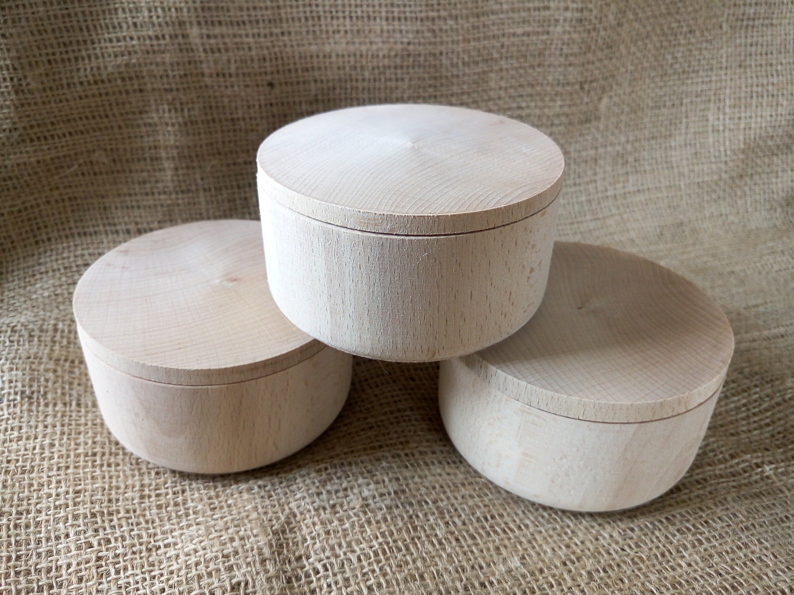 Round Unfinished Wooden Box with cover natural eco friendly Etsy