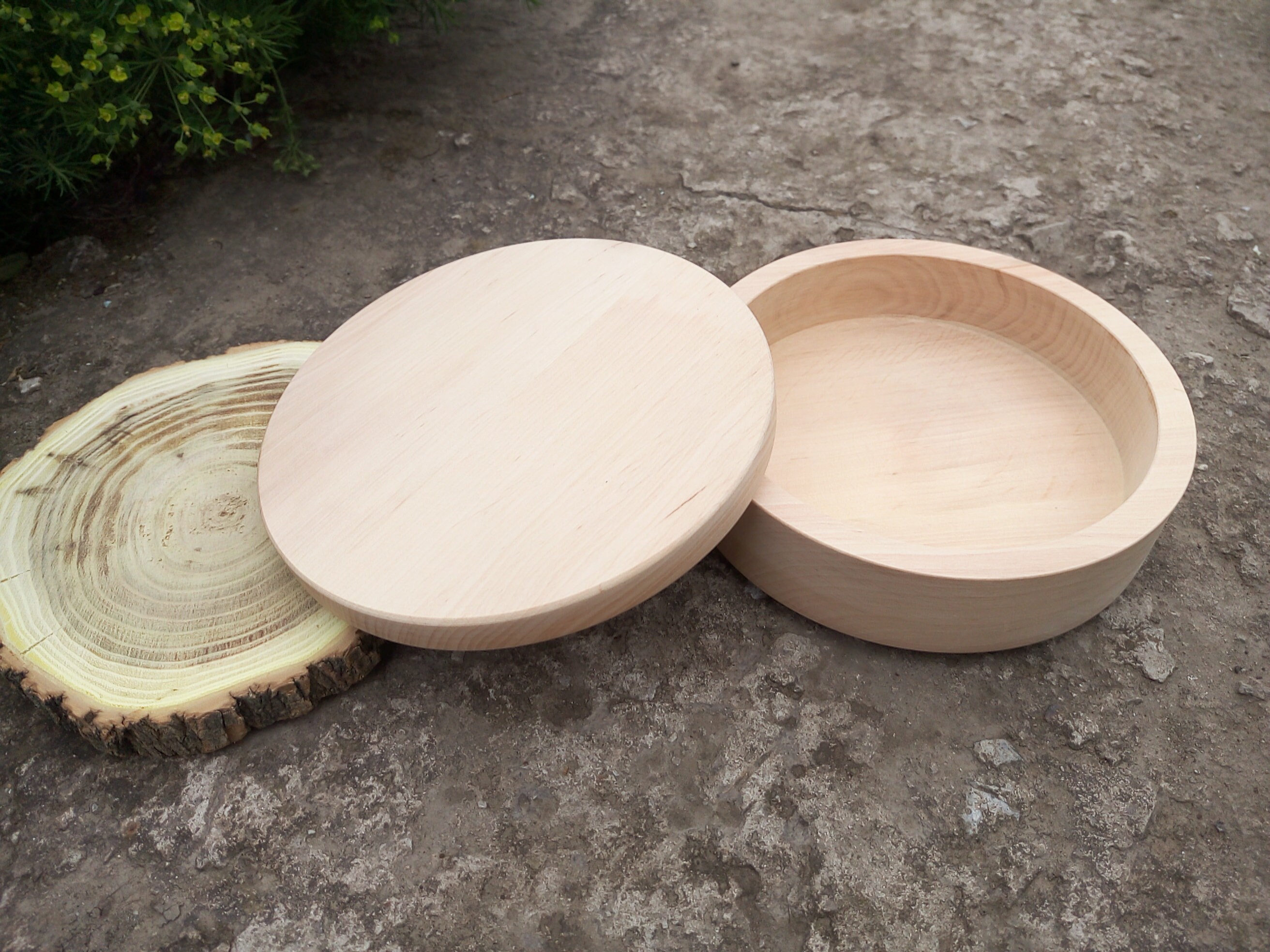 Unfinished Round Wooden Box with cover natural eco friendly Etsy