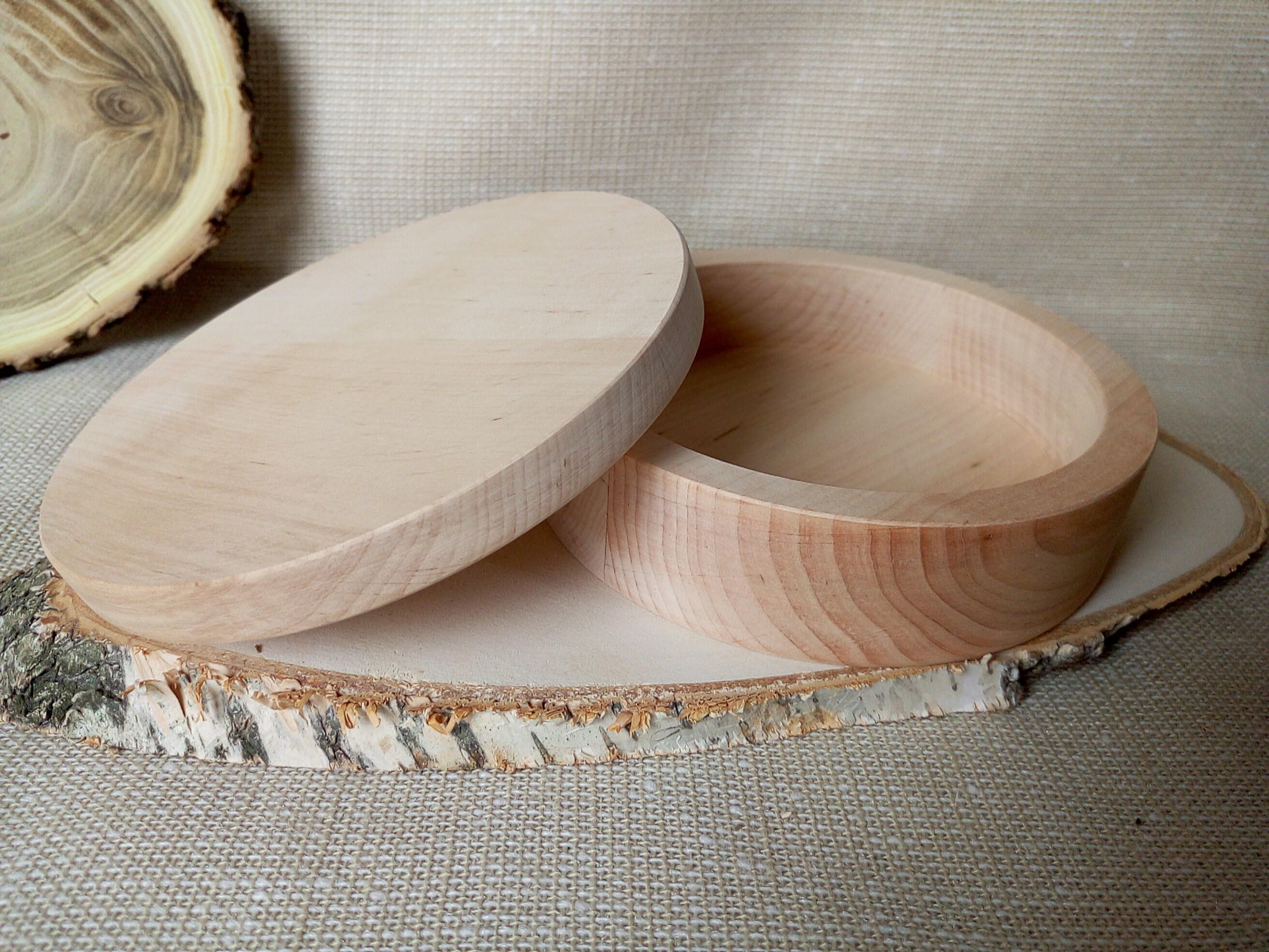 140 mm Unfinished Round Wooden Box with cover natural eco Etsy