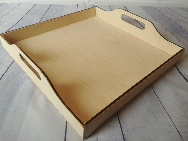 Large Serving Tray Unfinished Coffee Table Tray Wooden Ottoman Tray Breakfast Tray Wood Tray for craft Square Tea Tray