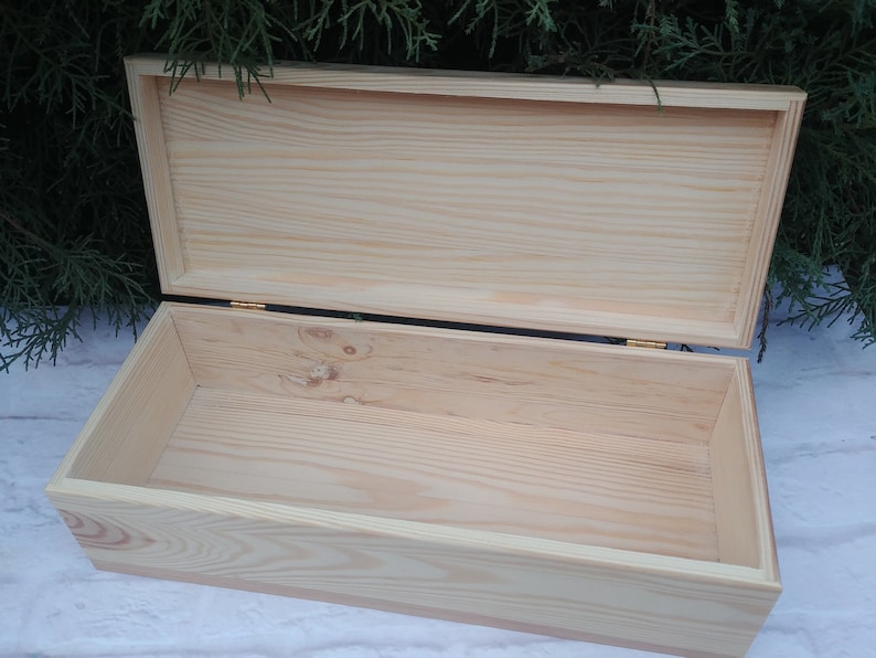 Große rechteckige Holzkiste unbemalte rustikale Pinienkiste | Etsy