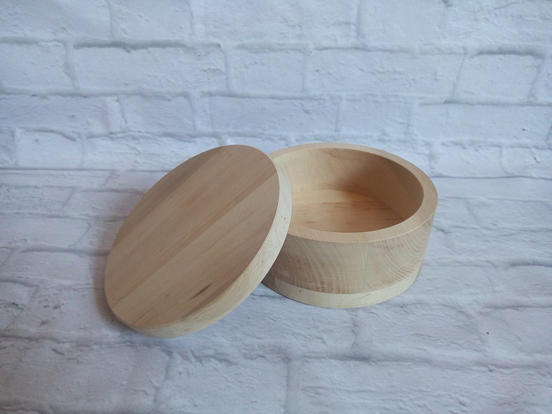 160 mm Unfinished Round Wooden Box with cover natural eco Etsy