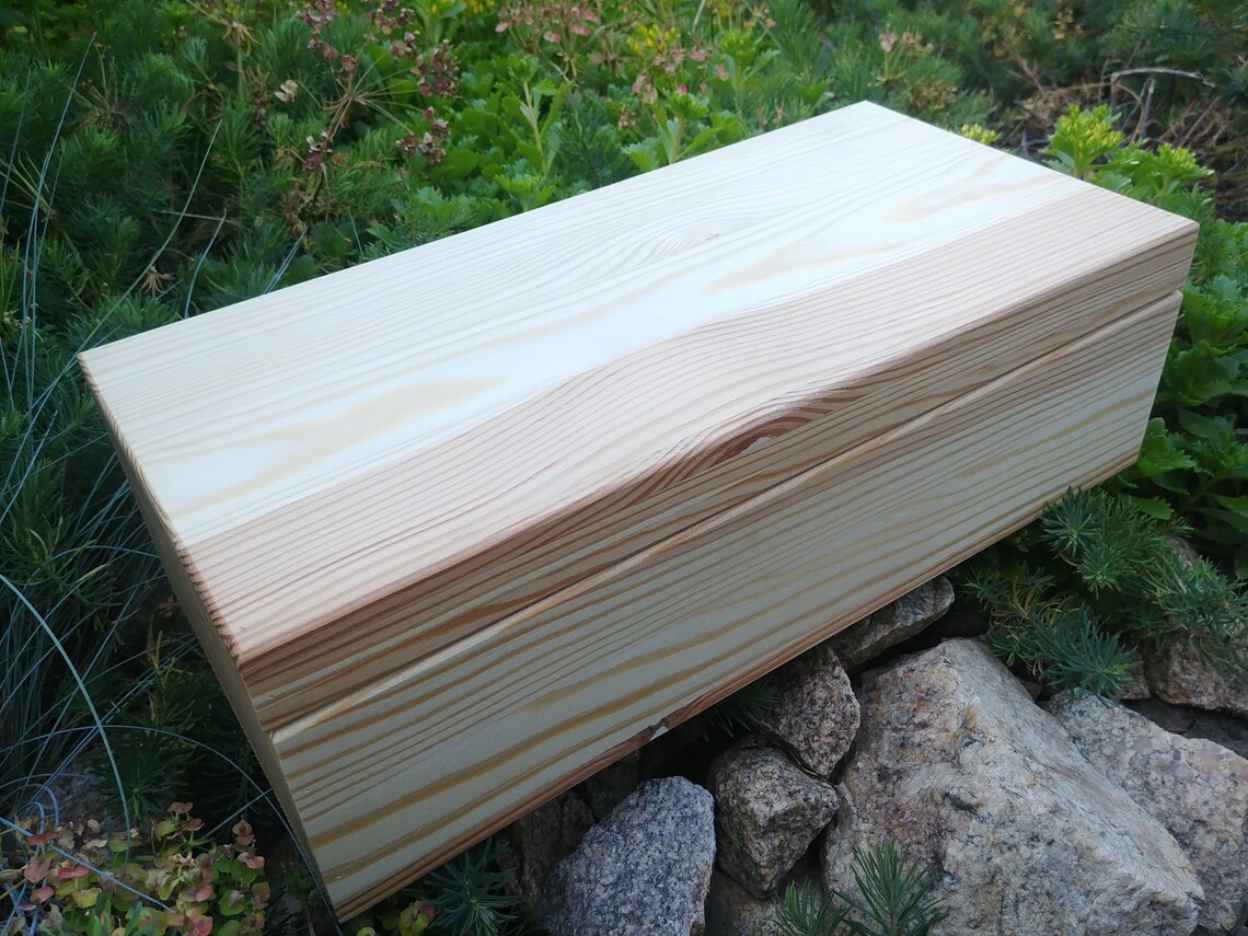 Große rechteckige Holzkiste unbemalt rustikale Kiefer Box | Etsy