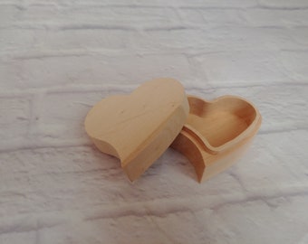 Heart ring box Unfinished Wooden Box with cover Heart shaped box eco friendly gifts Little Boxes Small Craft Wood Box Wedding Engagement Box