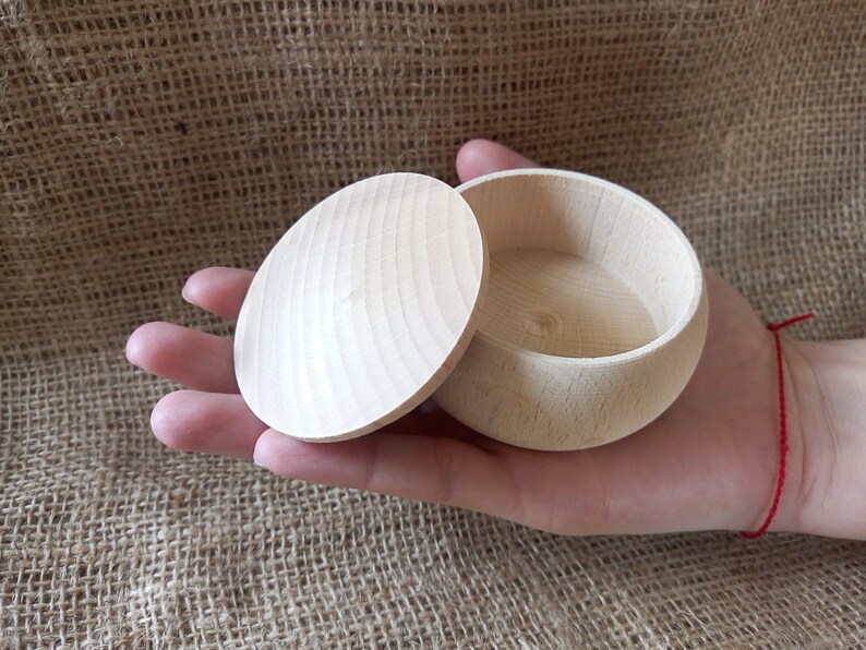 Round Wooden Box with cover 75mm Unfinished Wooden Craft Box Etsy