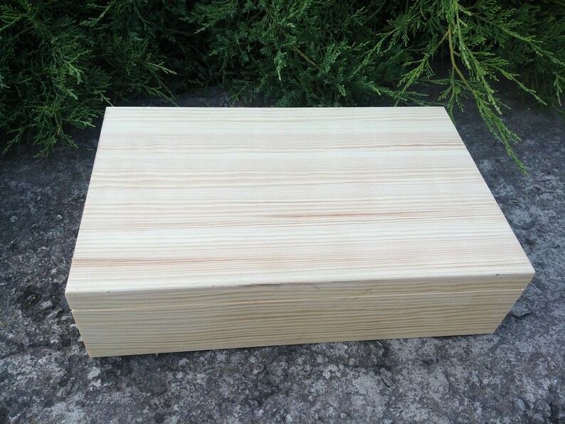 Unfinished rectangular wood box with compartments Unpainted Etsy