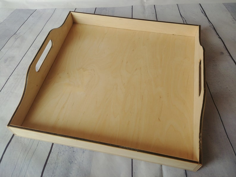 Large Serving Tray Unfinished Coffee Table Tray Wooden Ottoman Tray Breakfast Tray Wood Tray for craft Square Tea Tray