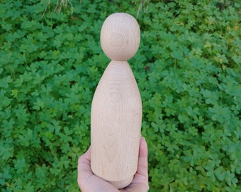 Large wooden peg dolls blank 8 inch, Unfinished Solid Wood Peg Toy, People Family Doll Bodies, Paint Your Own, Large mama peg toy