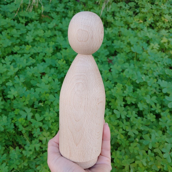 Large wooden peg dolls blank 8 inch, Unfinished Solid Wood Peg Toy, People Family Doll Bodies, Paint Your Own, Large mama peg toy