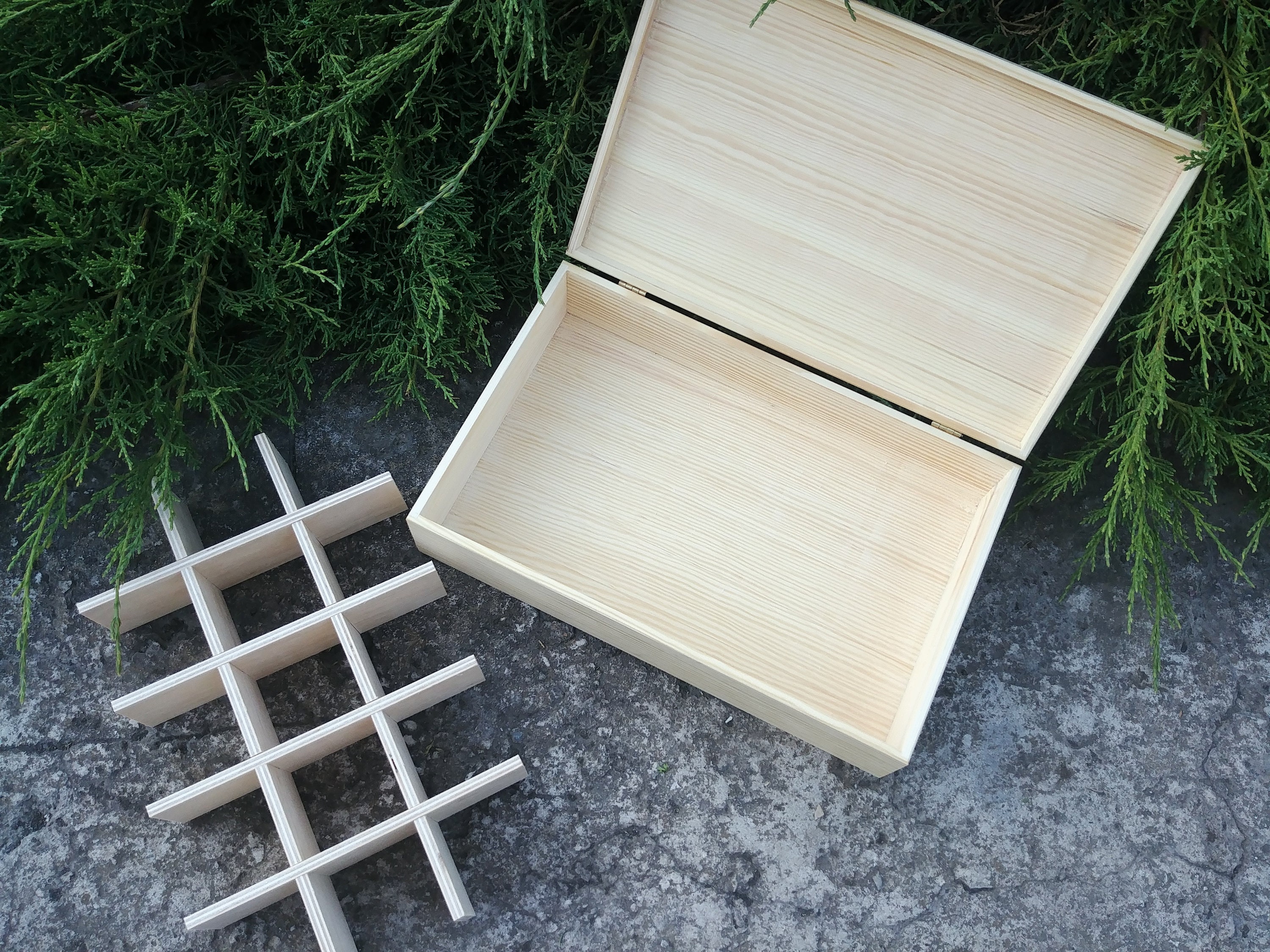 Unfinished rectangular wood box with compartments Unpainted Etsy