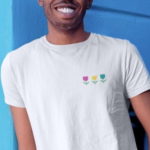 Pansexual Shirt - Pan Pride - Pansexual Flag - Pocket Print Flowers - Unisex T Shirt - Graphic Tee