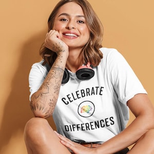 Neurodiversity T-Shirt - Celebrate Differences - Rainbow Brain - Autism - ADHD - Unisex T Shirt - Graphic Tee