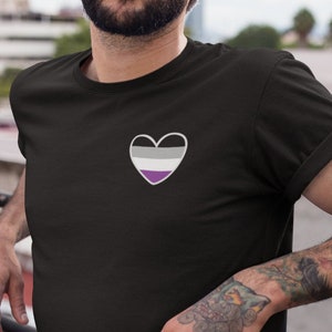 Asexual Shirt - Ace Pride - Asexual Flag - Heart Pocket Print - Unisex T Shirt - Graphic Tee
