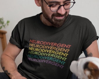 Neurodiversity T-Shirt - Neurodivergent - Rainbow Words - Autism - ADHD - Unisex T Shirt