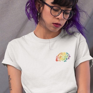Neurodiversity T-Shirt - Rainbow Brain - Pocket Print - Autism - ADHD - Unisex T Shirt - Graphic Tee