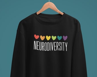 Neurodiversity Sweatshirt - Rainbow Hearts - Autism - ADHD - Unisex Sweatshirt