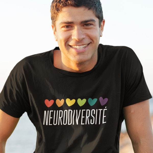 T-Shirt Neurodiversité - Cœur arc-en-ciel - Autisme - TDAH - T-shirt Unisexe - Tee-shirt graphique