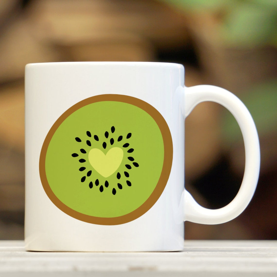 Kiwi Coffee Mug Kiwi Heart Kiwi Gift Fruit Mug Fun Gift Cute Heart Cup