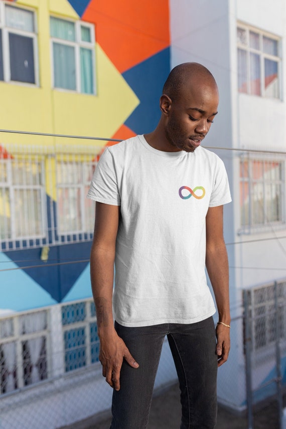 Infinity Rainbow Shirt Neurodiversity Pocket Print Autism ADHD