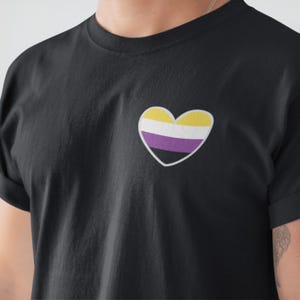 Nonbinary Shirt - Nonbinary Pride Flag - Heart Pocket Print - Unisex T Shirt - Graphic Tee