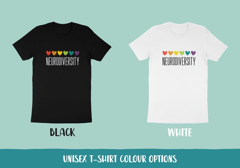 ADHD Rainbow Hearts Graphic Tee Autism Unisex T Shirt Neurodiversity Shirt