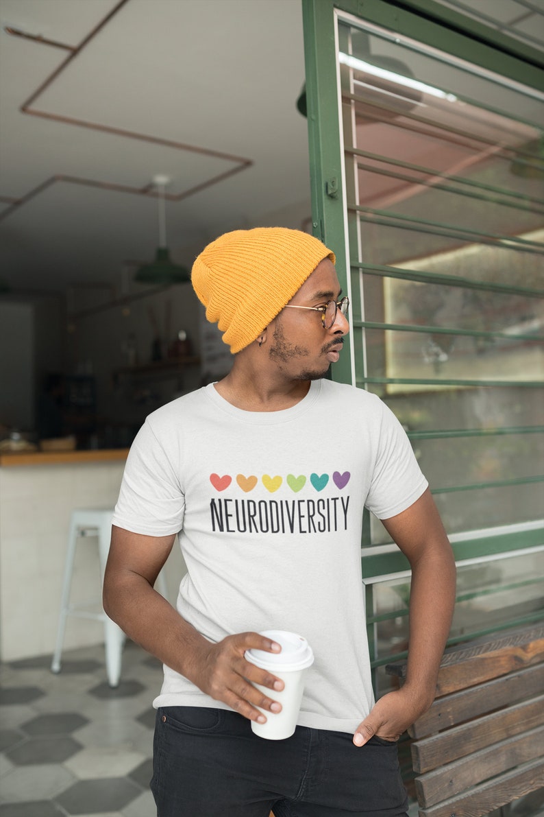 ADHD Rainbow Hearts Graphic Tee Autism Unisex T Shirt Neurodiversity Shirt