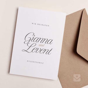 Invito a nozze elegante / Düğün Davetiyesi con sottile scritta grigia "Gianna"