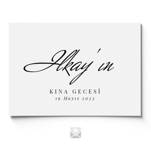 Henna Einladungskarte / Kina Gecesi Davetiyesi / Hennakarte / Kına Kartı "Ilkay" mit minimalistischem Design