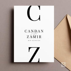 Moderne huwelijksuitnodiging / Düğün Davetiyesi met stijlvolle typografie "Candan"