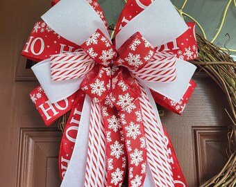 Christmas bow, Wreath bow, Large bow for wreaths, Christmas door hanger bow, Christmas decor, Gift bow, Tree topper bow, Lantern bow, Basket