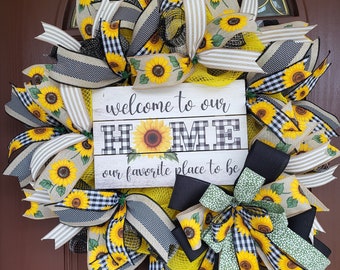 Sunflower wreath for front door, Spring Wreath, Summer wreath, Sunflower decor, Wreath for Front Door, Sunflower Door Wreath, Door Hanger