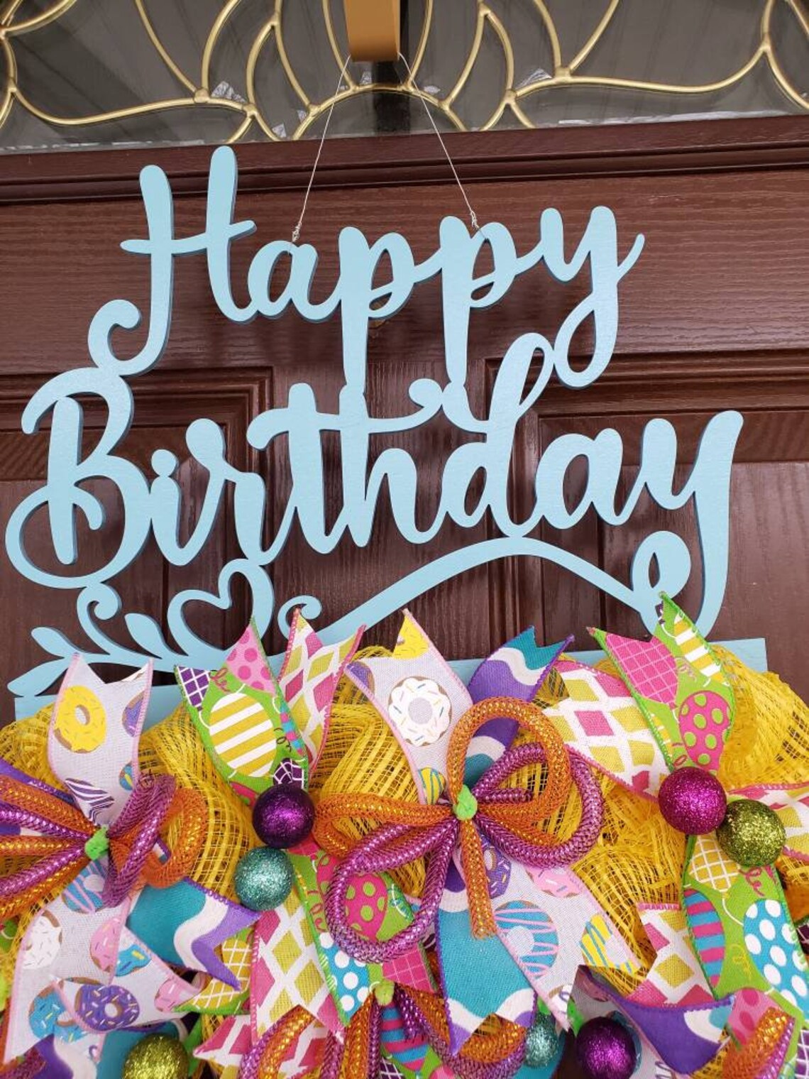 Birthday Wreath Happy Birthday Sign Birthday Door Wreath | Etsy
