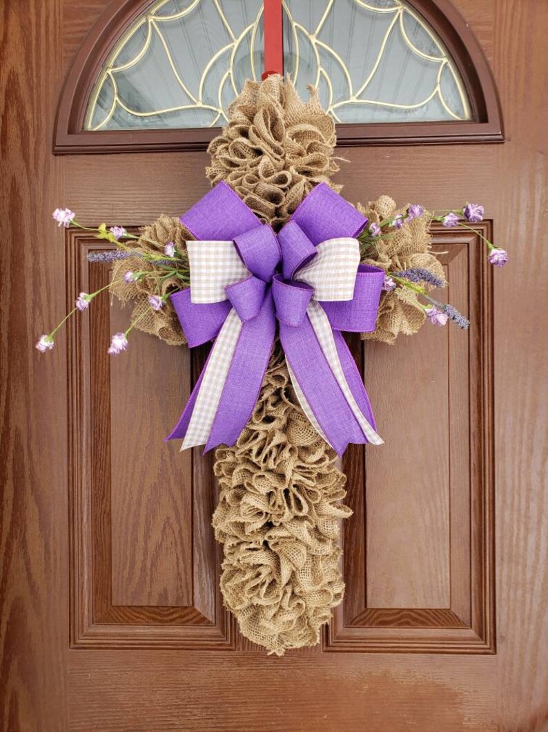 Burlap Cross for Front Door Cross Wreath Religious Easter Etsy