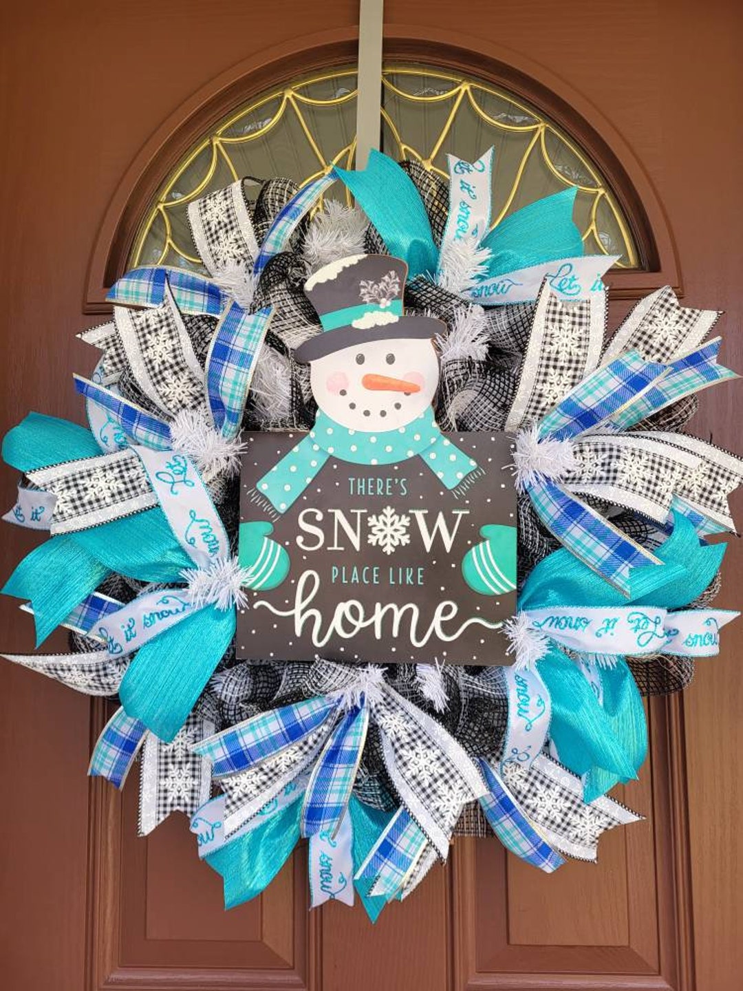 Blue Snowman Winter Wreath, All Winter Wreath for Front Door, There's ...