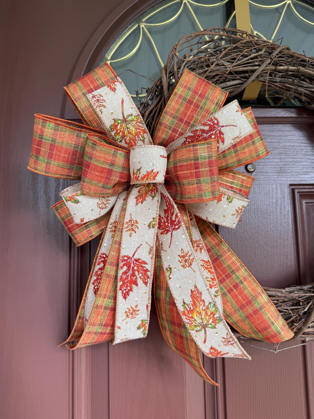 Fall Bow for Wreath, Fall Wreath Bow, Lantern Bow, Fall Decoration ...