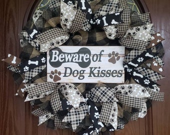 Dog wreath, Dog gift, Year round wreath, Dog lover gift, Front door wreath, Everyday wreath, Dog mom gift, Birthday gift, Veterinarian Gift