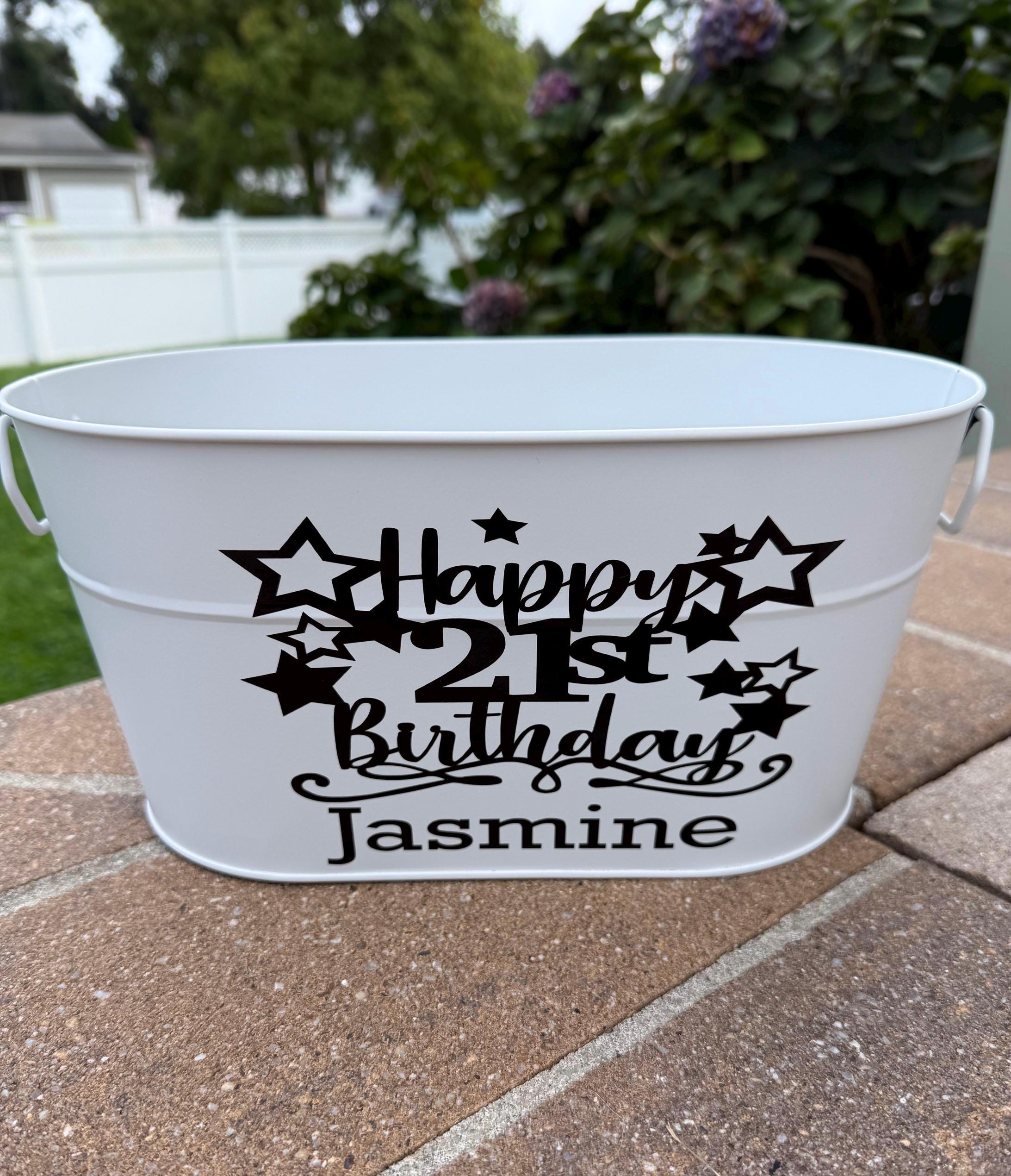 21st Birthday Gift, 21st Birthday Gift Basket, Personalized Metal