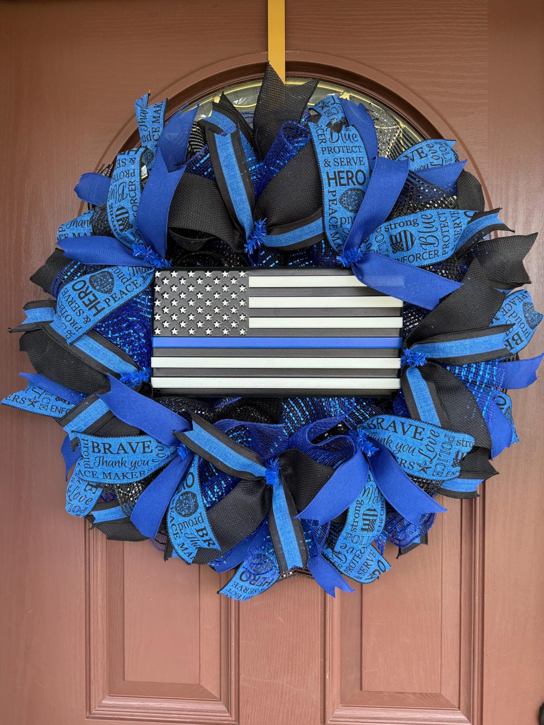 Thin Blue Line Police Wreath, Back the Blue Wreath, Police Support ...
