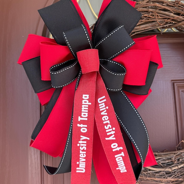 Personalized College Wreath Bow, College Ribbon, College Commit, College Acceptance, College Bed Party, College Gift, High School Color Bow
