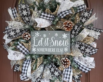 Winter wreath, Let it snow wreath, Winter Wreath Not Christmas, All winter wreath, Front Door wreath, Winter door hanger, January wreath