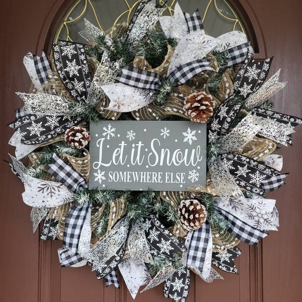 Winter wreath, Let it snow wreath, Winter Wreath Not Christmas, All winter wreath, Front Door wreath, Winter door hanger, January wreath