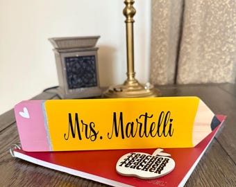 Personalized teacher sign, Personalized teacher gift, Classroom decoration, Personalized wood pencil, Teacher gift, End of year teacher gift