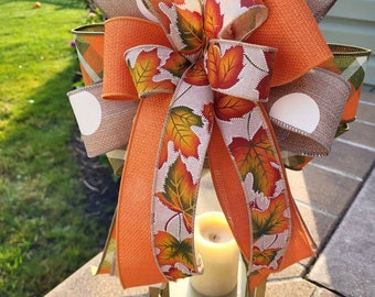 Fall Bow for Wreath, Fall Wreath Bow, Lantern Bow, Gift Bow, Decorative Bow, Premade Bow, Fall Decoration, Fall Home Decor, Ribbon Bow