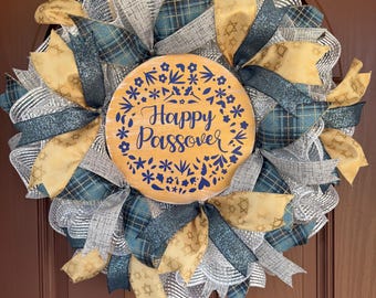 Passover Wreath, Passover Decoration, Passover Decor, Passover Door Hanger, Jewish Wreath for Front Door, Passover Sign, Happy Passover Gift