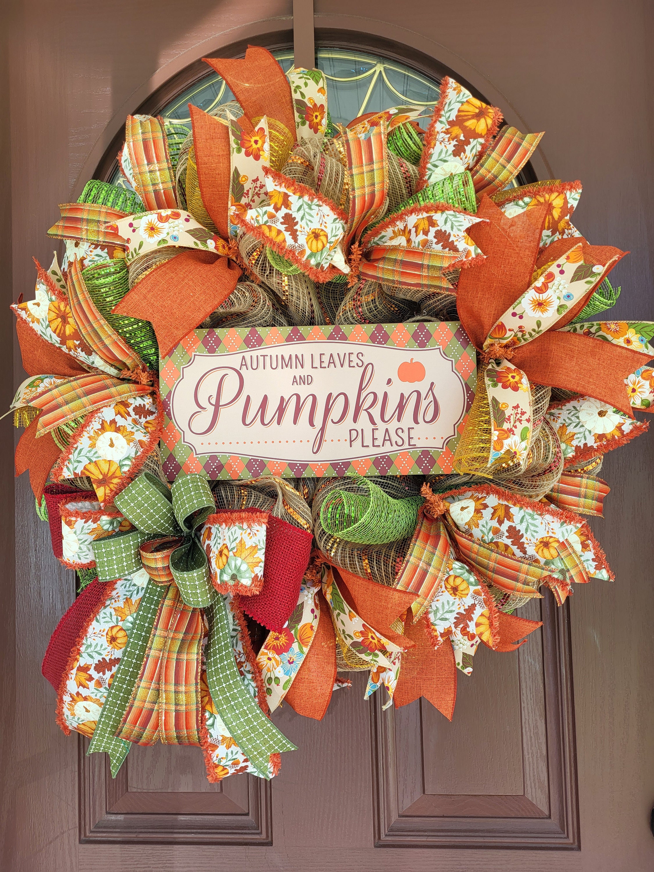 Fall Wreath, Fall Door Decor, Pumpkin Wreath, Fall Door Hanger, Front ...