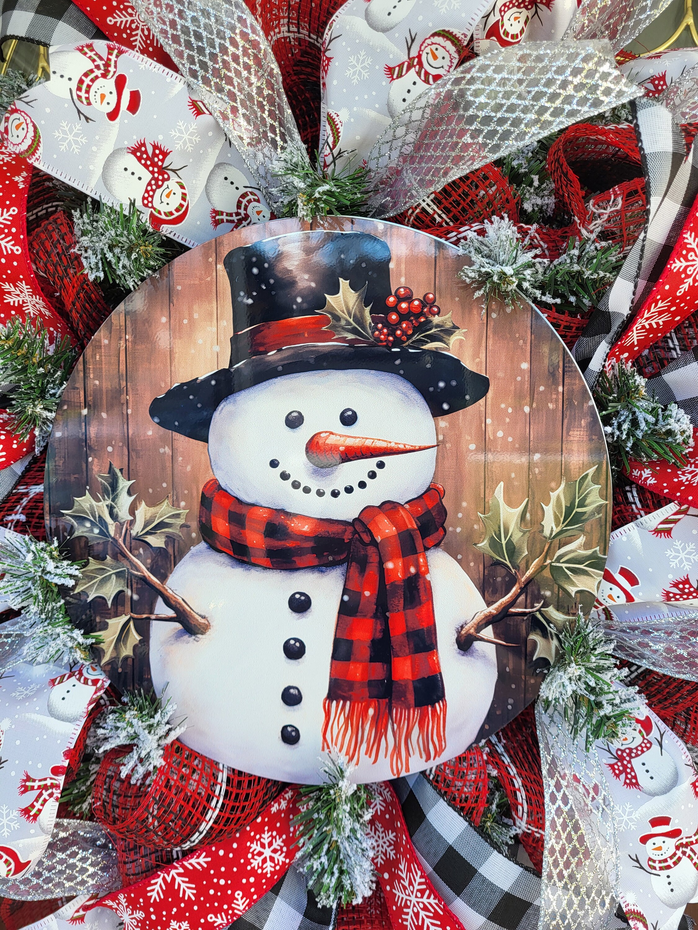 All Winter Not Christmas Wreath, Snowman Wreath, Red Winter Front