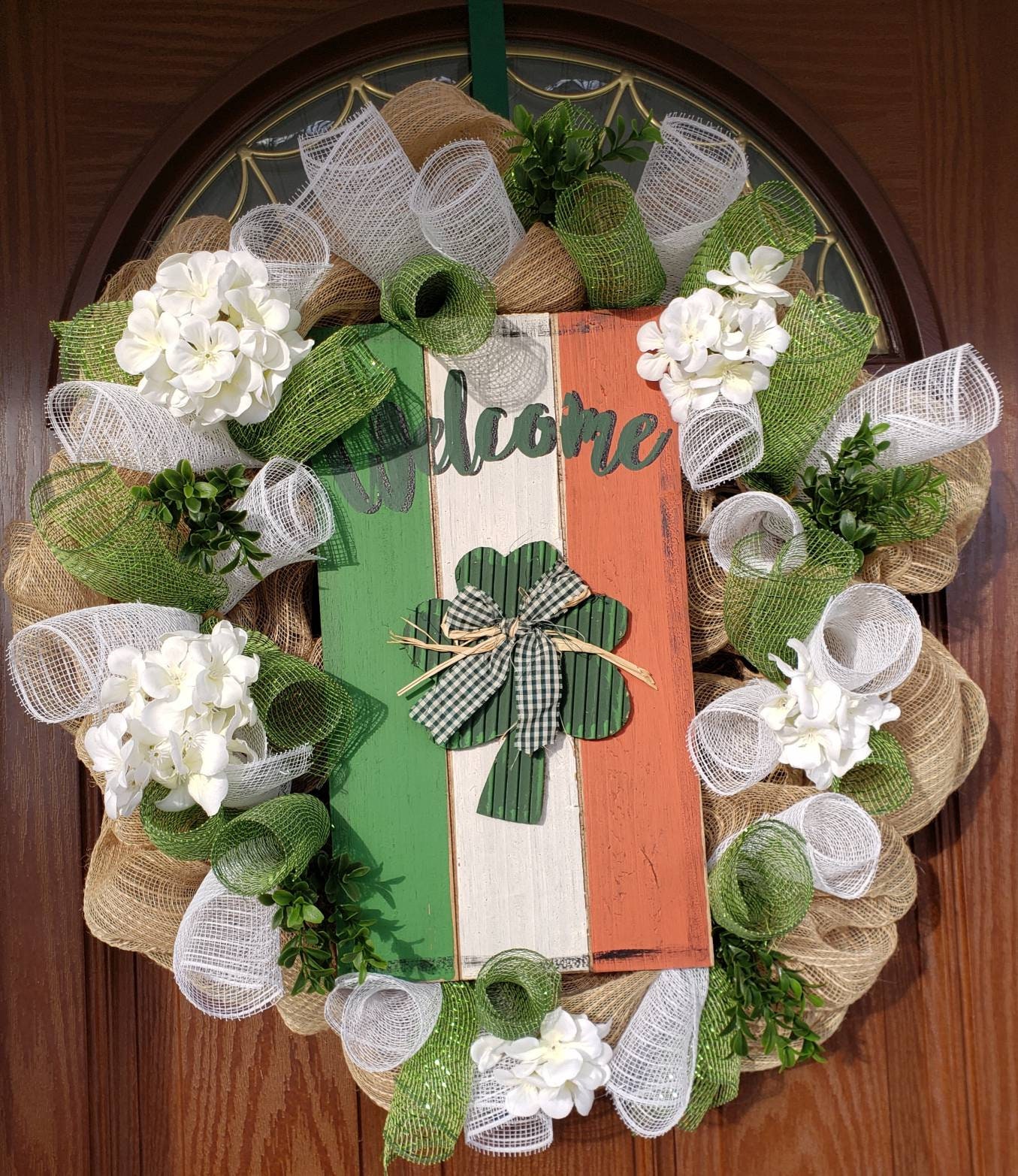 Irish Flag Welcome Wreath, Irish Decoration, Everyday Year Round